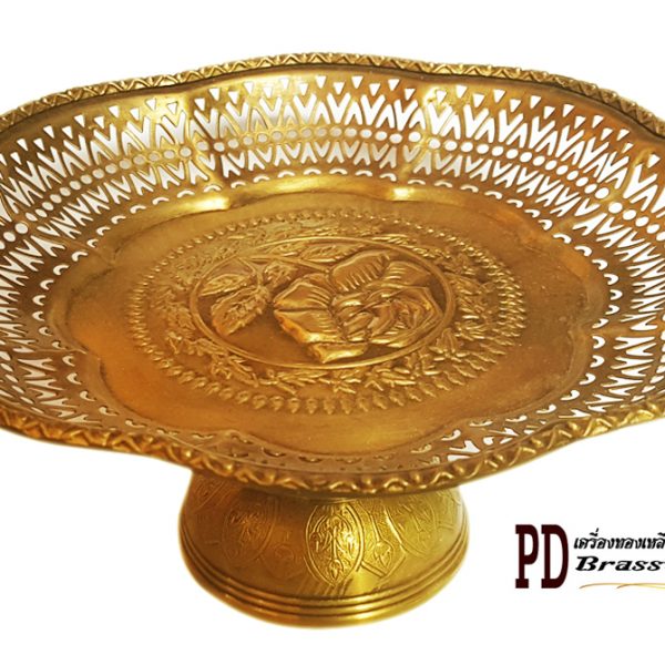 พานทองเหลืองลายกุหลาบ_pdbrassthailand