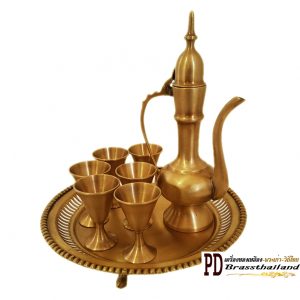 ชุดกาน้ำชาทองเหลืองโบราณทรงอินเดีย