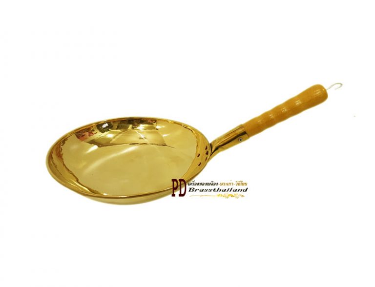 กระทะทองเหลืองก้นแบน Griddle handle brass-02